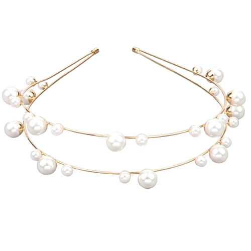 Haarreifen Mädchen, Geburtstag Königin Stirnband Perle Stirnband Strass-Haarband Goldenes Stirnband Silberner Haarreif Für Frauen Mädchen Geburtstagsparty Hochzeit Haar Accessoires (B) von Larfraecy