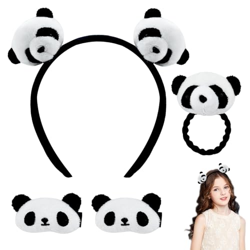 Panda Haarschmuck 4 Stück Niedlich Cartoon Panda Haarband Plüsch Dreidimensionale Haarbänder Ins Stil Paddy Bär Puppe Haarspangen Kleines Mädchen Haar Karte von Larfraecy