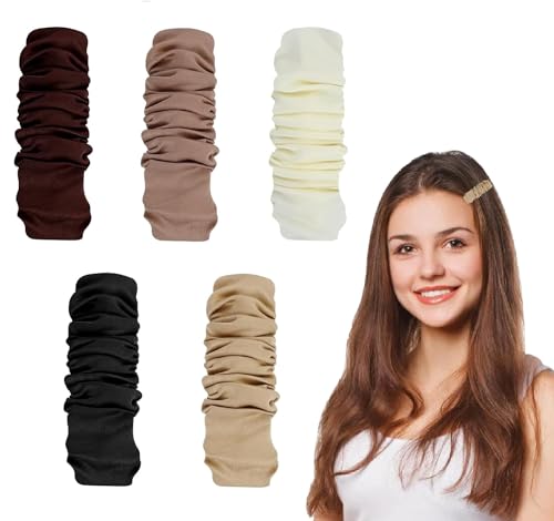 Satin gekräuselt Pony Haarspangen 5pcs Temperament Stoff Französisch Bb Seite Clips Premium für Schule Mädchen Dame Haar Zubehör Schule Bänder Geschenk Weiß Gelb Champagner Braun Schwarz von Larfraecy