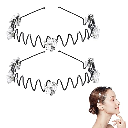 2 Schwarze Haarbänder für Frauen Stirnband unsichtbare Welle Einfach Nicht Verletzen Haar Rutschfeste Haarnadel (pearl) von Larfraecy