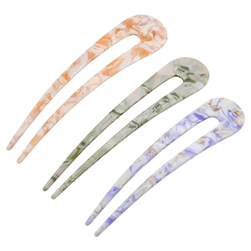 U-förmige Haarnadel 3Stücke Essigsäure Acryl Haarnadel Pille Kopf Chinesischen Stil Einfache Frisur Elegant Cheongsam Passenden Haarschmuck Damen Einfache Metallblond Bobby Bobby Hair Styling Pins (C) von Larfraecy