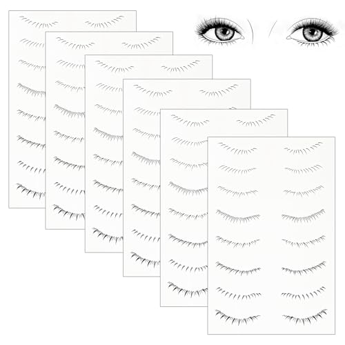 Untere Wimpern Tattoo Aufkleber 6Blatt Wasserdicht und Langlebig Realistische Aufkleber Falsche Wimpern Tattoo Aufkleber,Teenage Girl Sweet Cute Innocent Eyes Makeup Tattoo Aufkleber für Frauen von Larfraecy