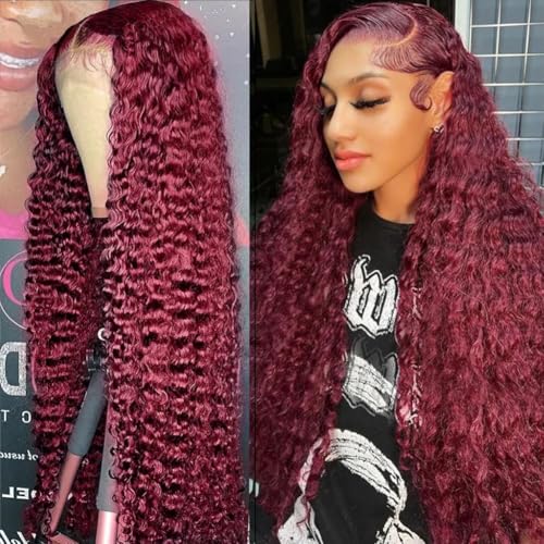 Larhali 99J Hd Lace-Front-Perücke aus Echthaar, vorgefranst, 250 % Dichte, Burgunderrot, 13 x 6, tiefwellige Frontperücke aus natürlichem Echthaar für Frauen Larhali 99J Hd Lace-Front-Perücke aus Echthaar, vorgefranst, 250 % Dichte, Burgunderrot, 13 x 6, tiefwellige Frontperücke aus natürlichem Echthaar für Frauen von Larhali