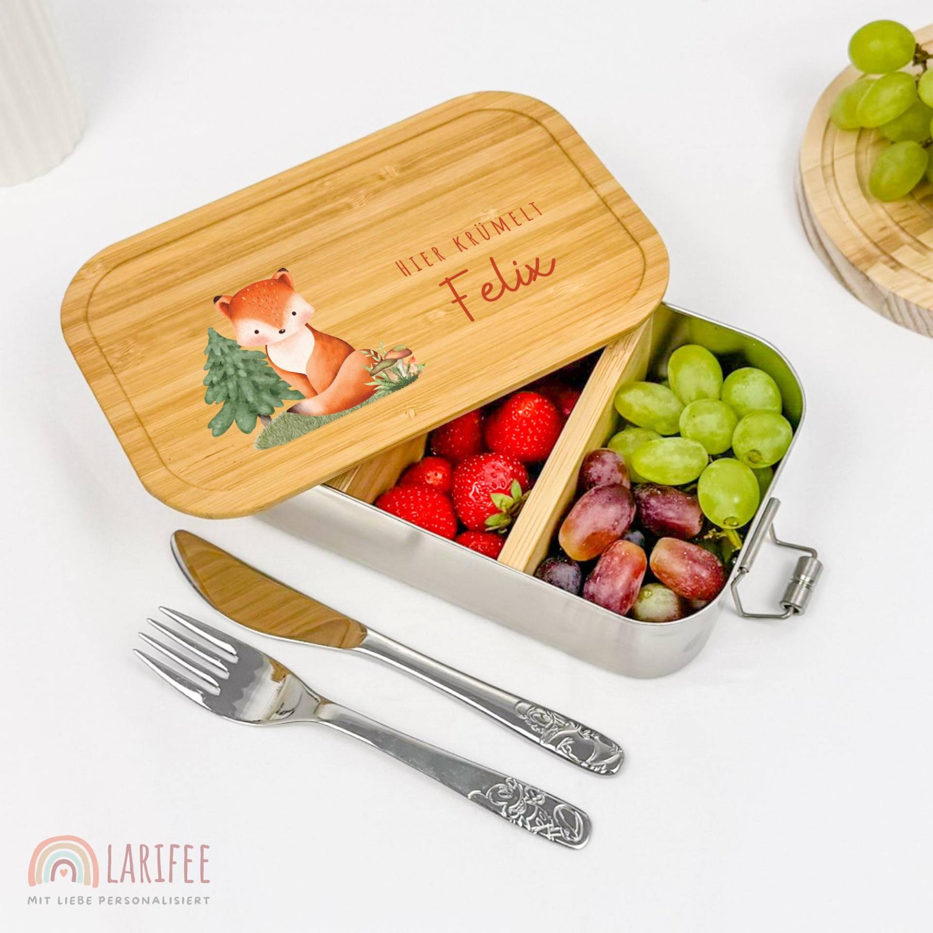 Brotdose Kinder Personalisiert Mit Motiv Fuchs, Name, Edelstahl Kindergarten & Schule, Lunchbox Uv Druck Und Name Brotdose Kinder Personalisiert Mit Motiv Fuchs, Name, Edelstahl Kindergarten & Schule, Lunchbox Uv Druck Und Name von Larifee
