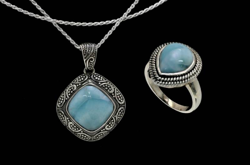 Atemberaubende Larimar | Natürliche Passenden Steinen Halskette Ring Set.925 Sterlingsilber Atemberaubende Larimar | Natürliche Passenden Steinen Halskette Ring Set.925 Sterlingsilber von Larimar925