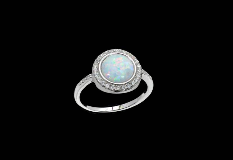 Feueropal /Weiß Spahire Akzente, Cocktail Ring.925 Sterling Silber Größen 5-6-7-8-9 Feueropal /Weiß Spahire Akzente, Cocktail Ring.925 Sterling Silber Größen 5-6-7-8-9 von Larimar925