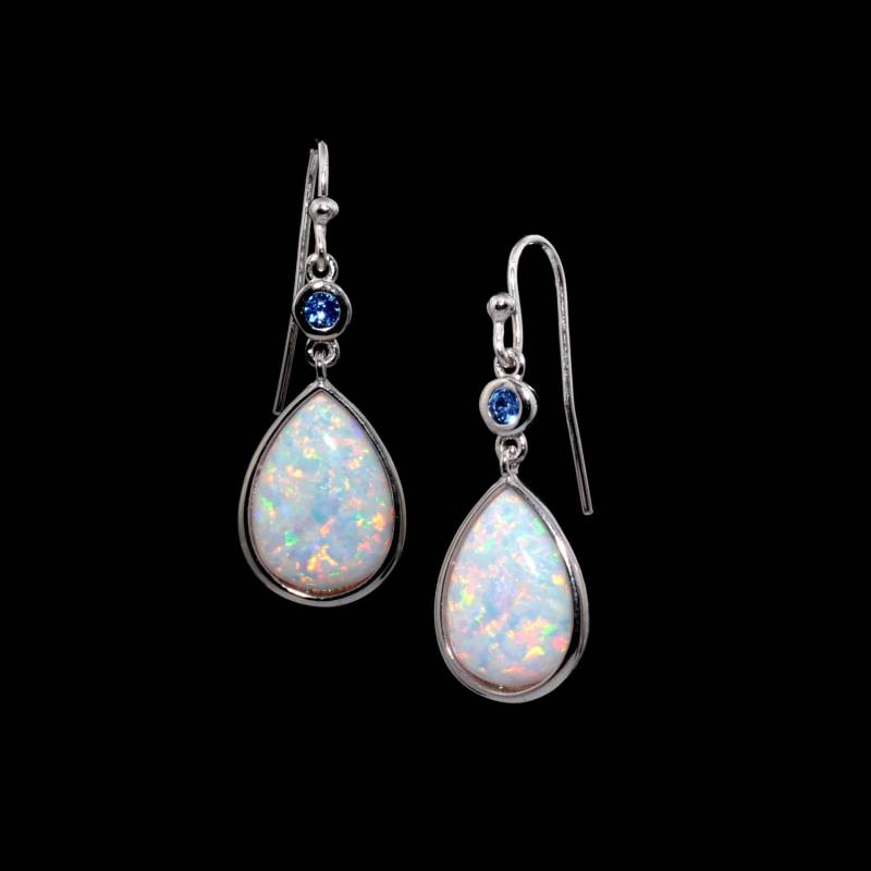 Feueropal 14x10mm Birnenförmige Ohrring .925 Sterling Silber von Larimar925