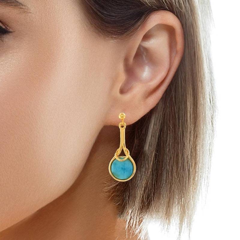 Larimar 10 Mm Aaa Qualität | Schönes Blau 14Kt Gold Über .925 Sterling Silber | Vermeil von Larimar925