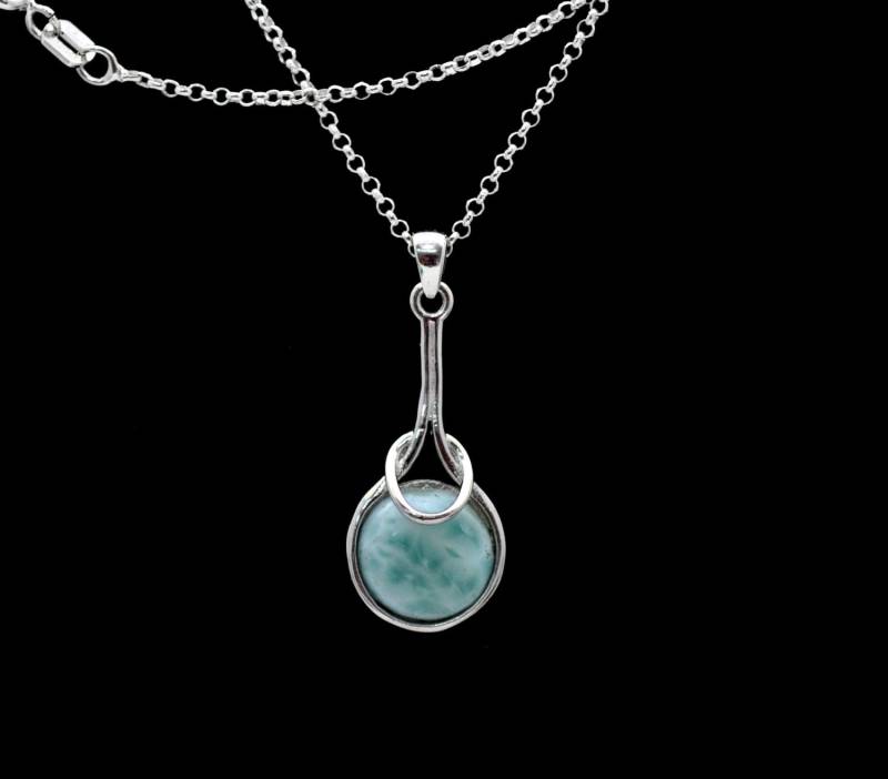 Larimar 10mm Anhänger/Halskette .925 Sterling Silber. | Begrenzte Zeit Promotion Larimar 10mm Anhänger/Halskette .925 Sterling Silber. | Begrenzte Zeit Promotion von Larimar925