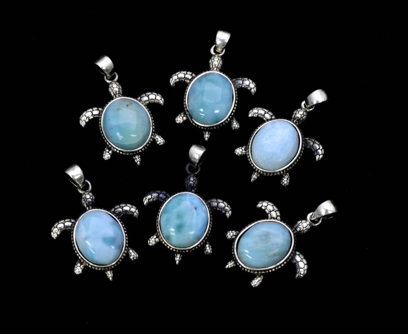 Larimar 10x8mm Meeresschildkröte Anhänger .925 Sterling Silber | 6 Stück Larimar 10x8mm Meeresschildkröte Anhänger .925 Sterling Silber | 6 Stück von Larimar925