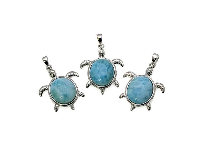 Larimar 12 X 10 Mm Drei | 3 Meeresschildkröten Anhänger | Wholesale.925 Sterling Silber Larimar 12 X 10 Mm Drei | 3 Meeresschildkröten Anhänger | Wholesale.925 Sterling Silber von Larimar925