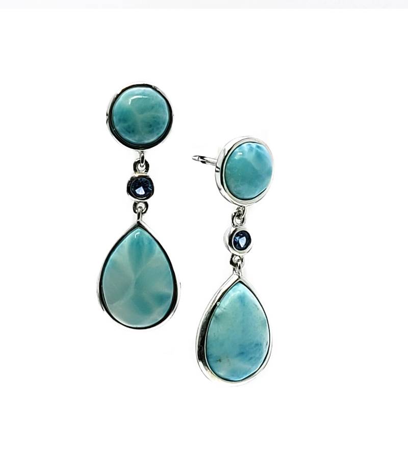 Larimar 14 X 10 Und 8mm Ohrringe.925 Sterling Silber Larimar 14 X 10 Und 8mm Ohrringe.925 Sterling Silber von Larimar925