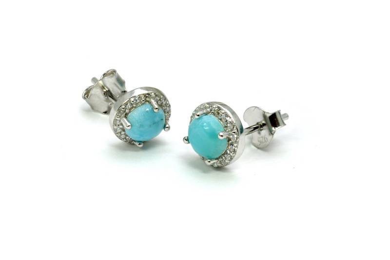 Larimar 5mm Ohrstecker Mit Saphir Akzenten .925 Sterling Silber Larimar 5mm Ohrstecker Mit Saphir Akzenten .925 Sterling Silber von Larimar925