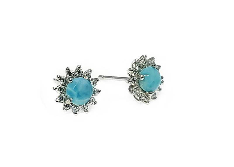 Larimar 5mm Ohrstecker Mit Saphir Akzenten .925 Sterling Silber Larimar 5mm Ohrstecker Mit Saphir Akzenten .925 Sterling Silber von Larimar925