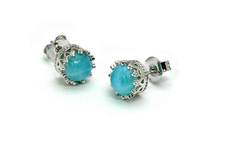 Larimar 7 Mm Krone Ohrstecker .925 Sterling Silber | New Style Larimar 7 Mm Krone Ohrstecker .925 Sterling Silber | New Style von Larimar925