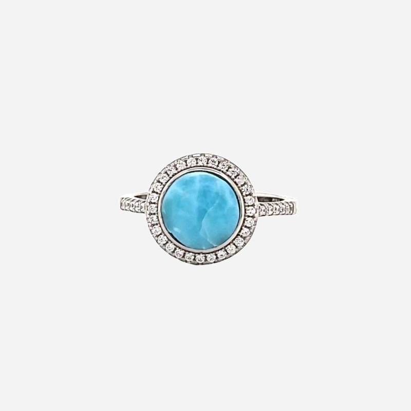 Larimar 8 Mm Mit Weißem Saphir Akzente Ring .925 Sterling Silber Larimar 8 Mm Mit Weißem Saphir Akzente Ring .925 Sterling Silber von Larimar925