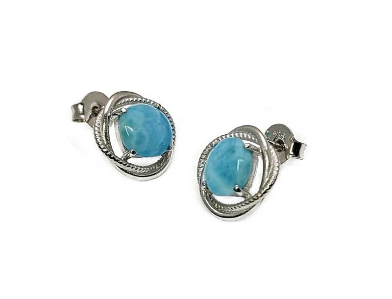 Larimar 8mm Infinity Ohrringe.925 Sterling Silber 100% Natürlich von Larimar925
