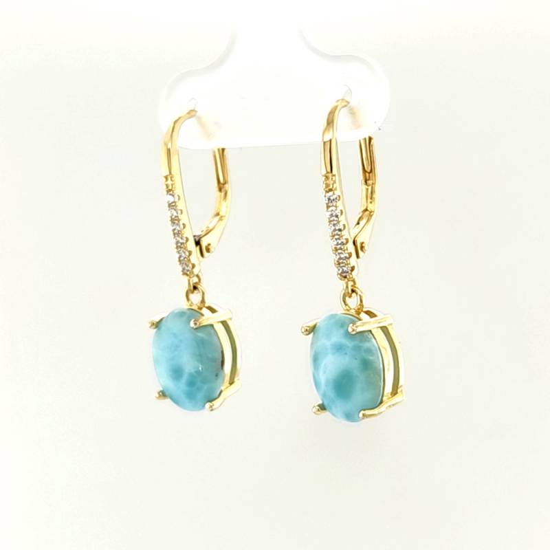 Larimar Aaa Qualität Lever Back Ohrringe 14Kt Gold Über .925 Sterling Silber | Vermeil Larimar Aaa Qualität Lever Back Ohrringe 14Kt Gold Über .925 Sterling Silber | Vermeil von Larimar925
