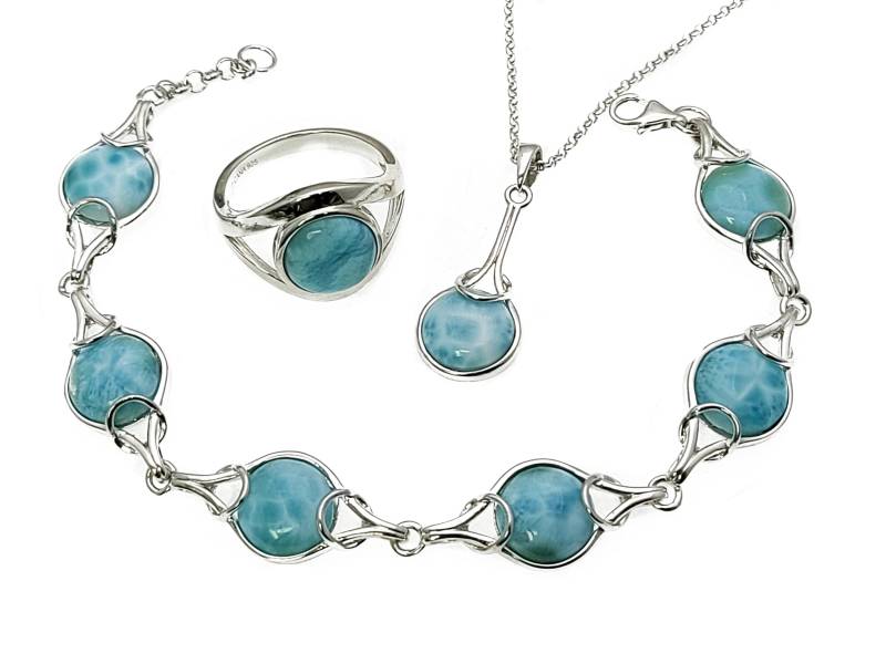Larimar Armband, Ring & Halskette Set | Wholesale Premium .925 Sterling Silber Larimar Armband, Ring & Halskette Set | Wholesale Premium .925 Sterling Silber von Larimar925