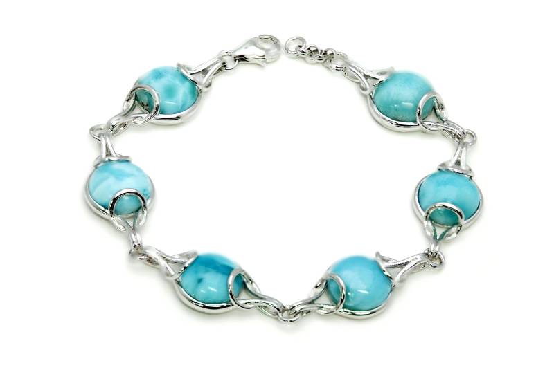 Larimar Armband Sechs 10mm .925 Sterling Silber 18 - 20 cm Lang von Larimar925