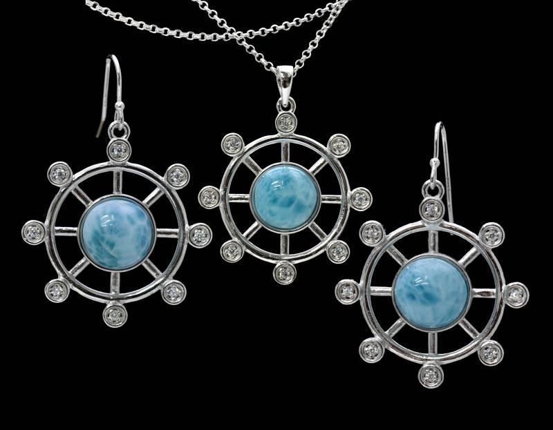 Larimar Boot Rad 10mm Aaa, Ohrringe/Anhänger Set 925 Sterlingsilber | Neuer Stil Larimar Boot Rad 10mm Aaa, Ohrringe/Anhänger Set 925 Sterlingsilber | Neuer Stil von Larimar925