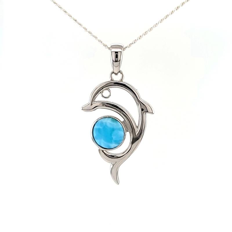 Larimar Delfin Anhänger/Halskette 10mm. .925 Sterling Silber | New Style Larimar Delfin Anhänger/Halskette 10mm. .925 Sterling Silber | New Style von Larimar925