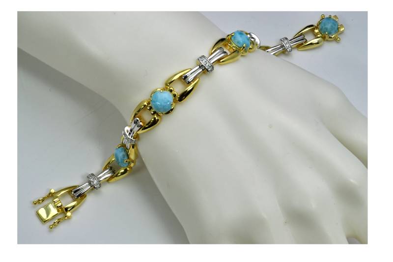 Larimar Fünf 8mm Zwei Ton Armband Mit Weißen Saphir Akzente | Neuer Stil Larimar Fünf 8mm Zwei Ton Armband Mit Weißen Saphir Akzente | Neuer Stil von Larimar925