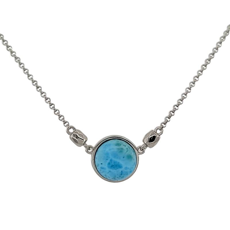 Larimar Halskette 100% Natürlich 12mm 925 Sterling Silber Larimar Halskette 100% Natürlich 12mm 925 Sterling Silber von Larimar925
