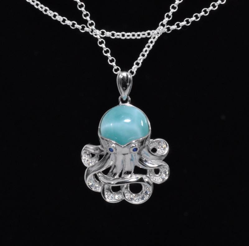 Larimar Oktopus Anhänger/Halskette Mit Tansanit Augen .925 Sterling Silber Larimar Oktopus Anhänger/Halskette Mit Tansanit Augen .925 Sterling Silber von Larimar925