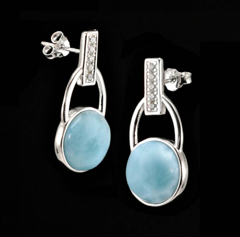 Larimar Und Weißer Saphir Ohrringe in .925 Sterling Silber | New Style Larimar Und Weißer Saphir Ohrringe in .925 Sterling Silber | New Style von Larimar925