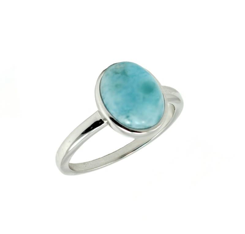 Natürliche Larimar Cabochon .925 Sterling Silber Ring von Larimar925