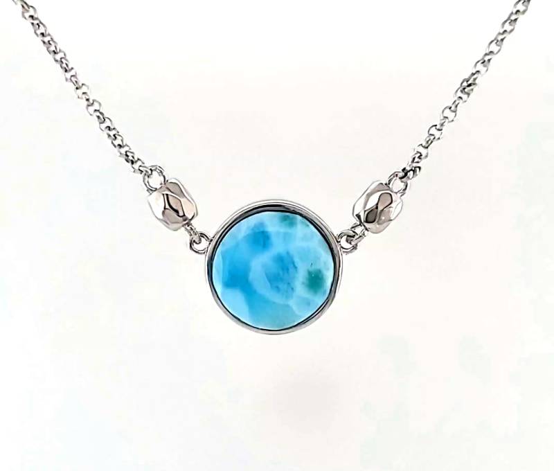 Natürliche Larimar Cabochon Halskette .925 Sterling Silber Natürliche Larimar Cabochon Halskette .925 Sterling Silber von Larimar925