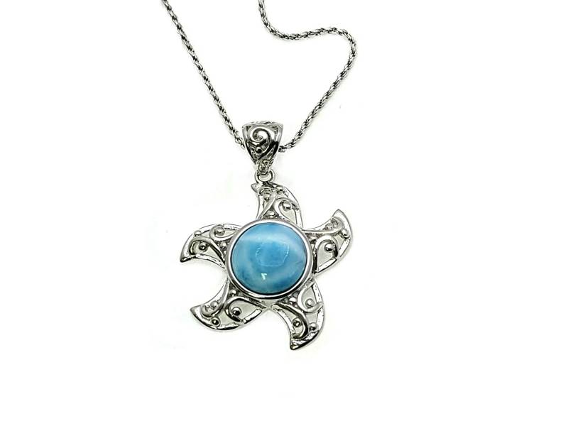 Neue Larimar 10mm Seestern Halskette 12, 8 Gramm.925 Sterling Silber | New Style Neue Larimar 10mm Seestern Halskette 12, 8 Gramm.925 Sterling Silber | New Style von Larimar925