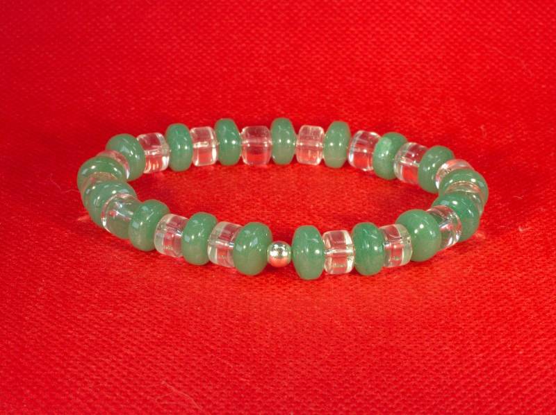 Aventurin Mit Bergkristall Edelsteinarmband Auf Elastikfaden Aufgezogen von LarimarInsel