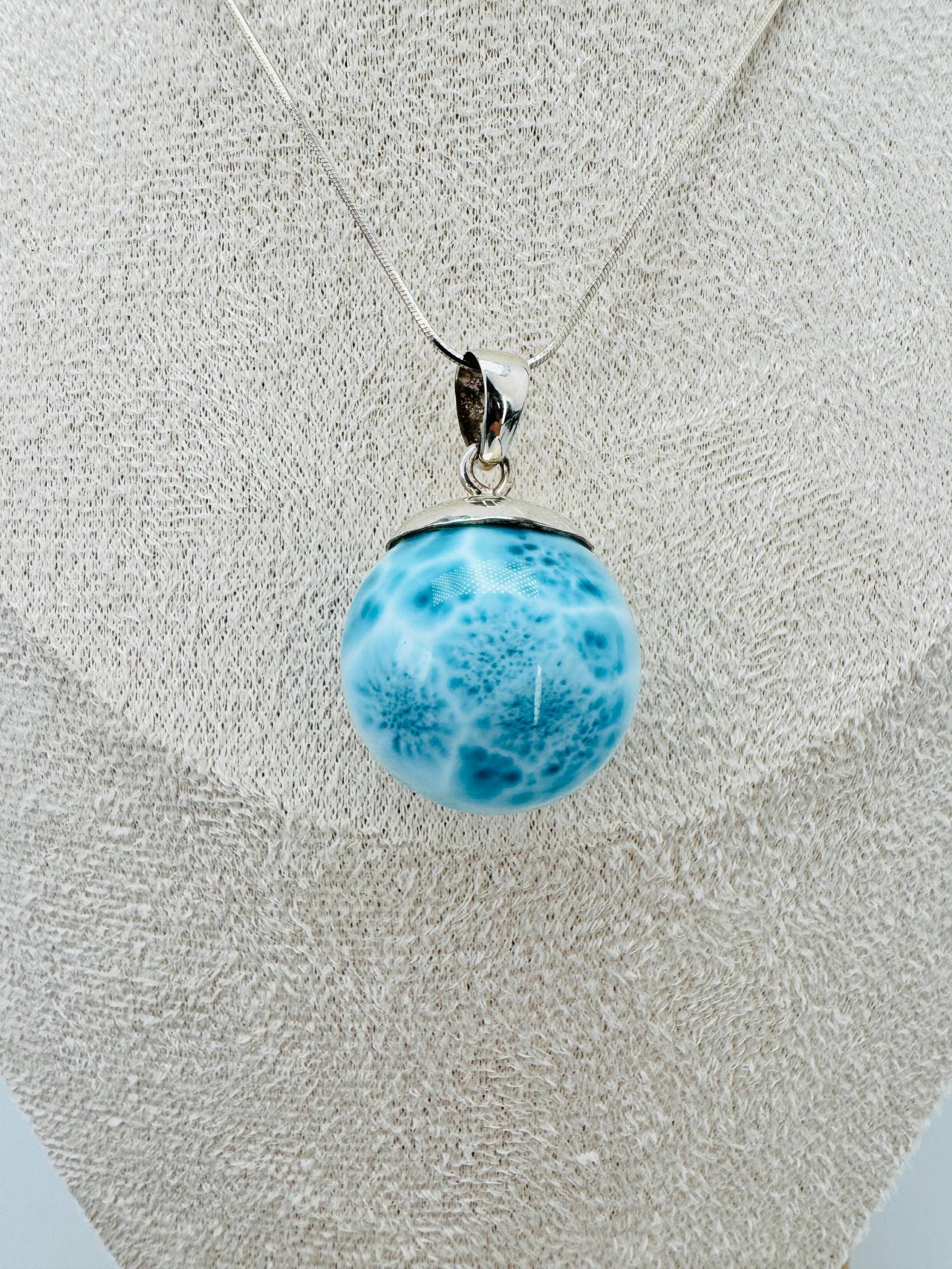 Perfekte Larimar Perle Mit Silber Anhänger, 22.7mm Sphere, Aaa Larimar, Fraktal Larimar, Silber 925, Larimar Schmuck, Larimar Anhänger Perfekte Larimar Perle Mit Silber Anhänger, 22.7mm Sphere, Aaa Larimar, Fraktal Larimar, Silber 925, Larimar Schmuck, Larimar Anhänger von LarimarMiner
