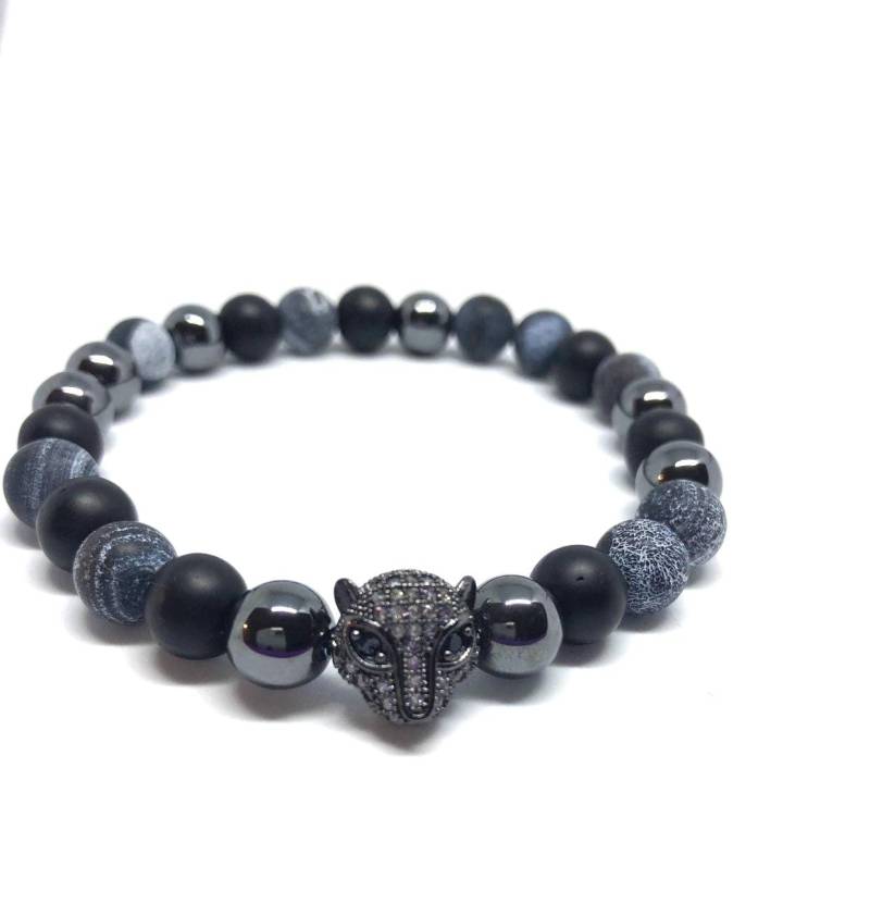 Black Panther Armband Achat, Hämatit Und Cubic Zirkonia Black Panther Armband Achat, Hämatit Und Cubic Zirkonia von LarineCrafts