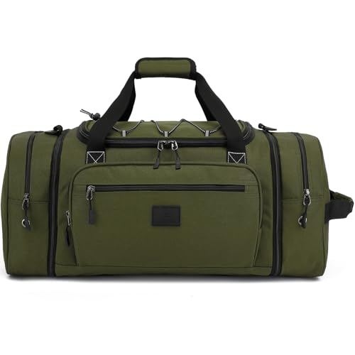 Laripwit Erweiterbare Reisetasche für Herren 45L-50L Sporttasche Groß Weekender Damen Trainingstasche Handgepäck für Duffel Reisen Gym Übernachtung Taschen, Armeegrün von Laripwit