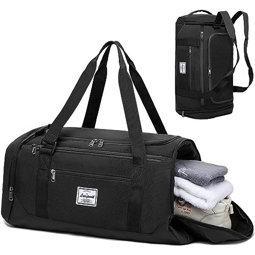 Laripwit Sporttasche Herren, 40L Reisetasche Rucksack Trainingstasche mit Schuhfach & Nassfach, Wasserdicht Sport Gym Fitness Tasche Weekender Tasche Rucksack Damen, Schwarz von Laripwit