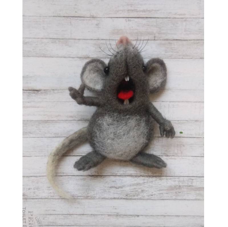 Nadelgefilzte Maus Brosche Handgemachte Wolle Weiche Skulptur Nadelgefilzte Maus Brosche Handgemachte Wolle Weiche Skulptur von LarisaWorldOfFelt