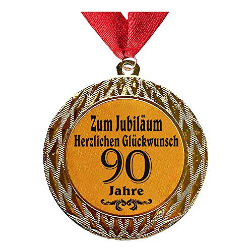 Larius Group Medaille Orden zum Jubiläum 90 Jahre Auszeichnung Ehrenorden zum Geburtstag Geschenk Jubilar Persönlichen Orden Wunschtext (mit Halsband) von Larius Group