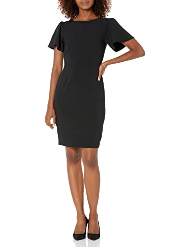 Lark & Ro Fluid Crepe Short Sleeve Flutter dresses, schwarz, US 12 (EU L) von Lark & Ro