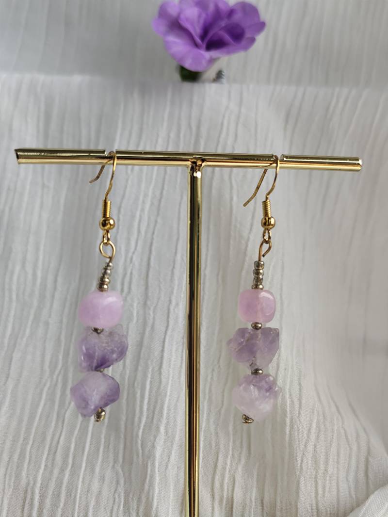 Amethyst Edelstein Ohrringe, Lila Schmuck - Boho Ohrringe Heilstein Geschenk Für Sie Kristall Naturstein O Amethyst Edelstein Ohrringe, Lila Schmuck - Boho Ohrringe Heilstein Geschenk Für Sie Kristall Naturstein O von Larkihandmade