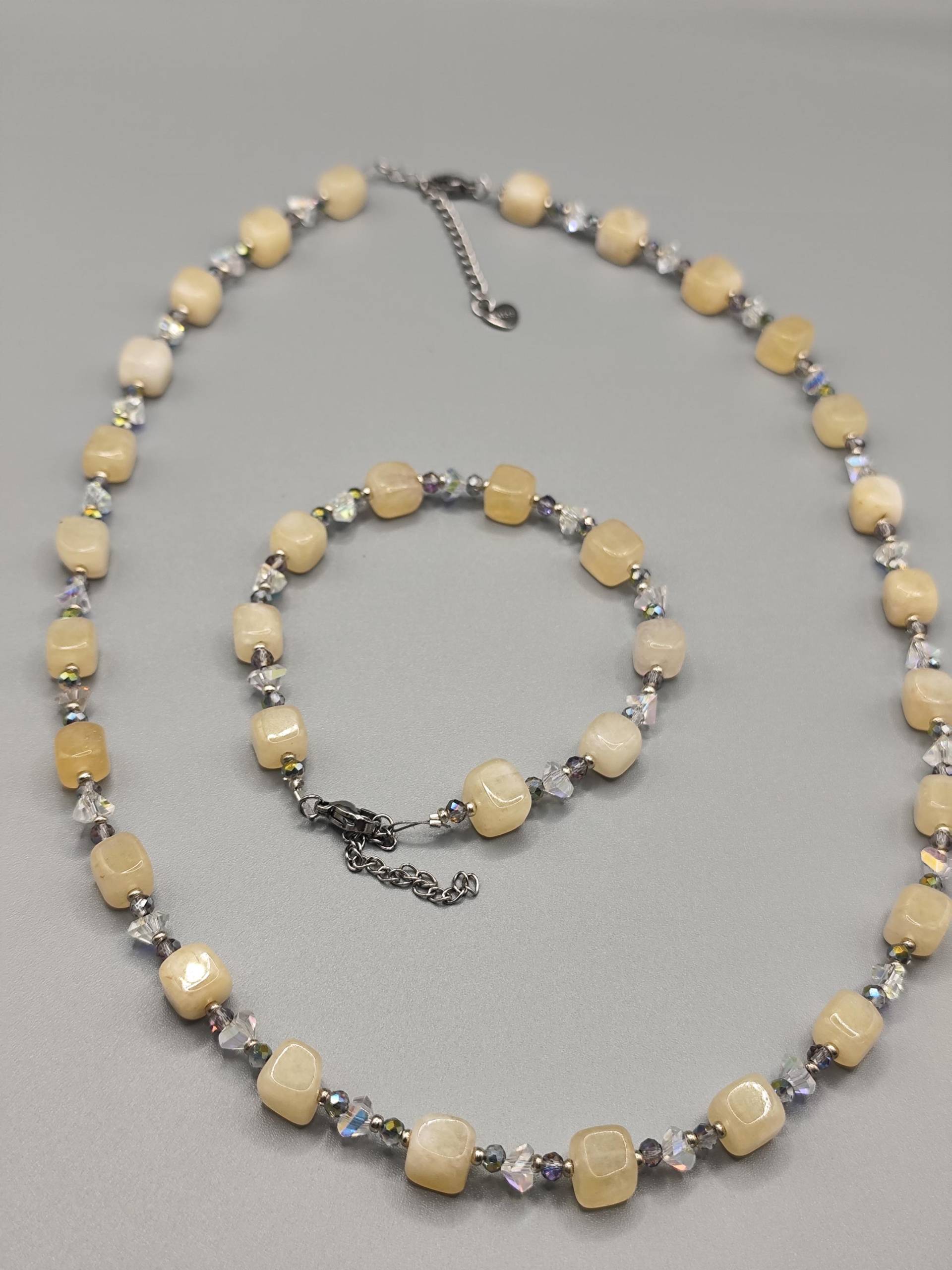 Edelsteinkette Und Armband Citrin Handgemachte Edelstein Kette Oder | Edelstahl Verschluss Funkelnder Schmuck Geschenkset von Larkihandmade