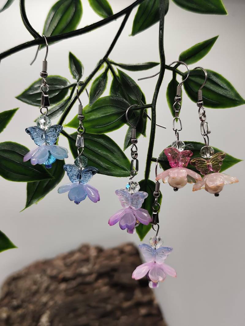 Glasperlen Ohrringe Edelstahl - Schmetterlings Design, Handmade Jewelry Fee Fantasy Schmuck Elfenschmuck Glasperlen Ohrringe Edelstahl - Schmetterlings Design, Handmade Jewelry Fee Fantasy Schmuck Elfenschmuck von Larkihandmade
