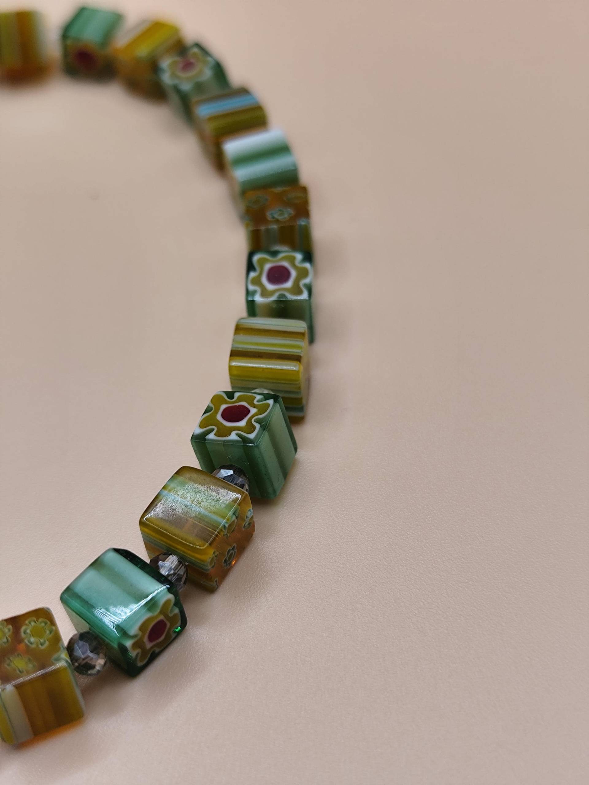 Handgemachte Halskette Mit Millefiori Glasperlen | Blumen Glas Schmuck Edelstahl Verschluss Einzigartiger Unikat/Versand Aus D von Larkihandmade