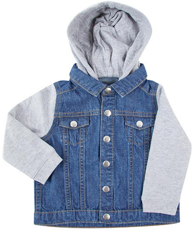 Larkwood Outdoorjacke Denim Jacket With Fleece Hood And Sleeves von Larkwood