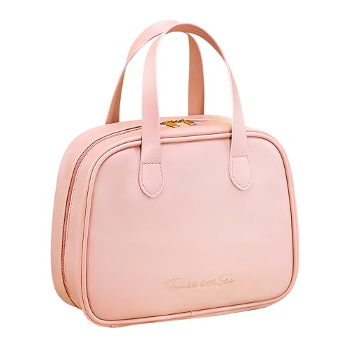 Larlary Reise Kosmetiktasche Damen, Groß Kapazität Kosmetiktasche, Multifunktionale Kosmetikkoffer Mit Trennwand Griff, kulturtasche Damen (Rosa, 25X19X9cm) von Larlary