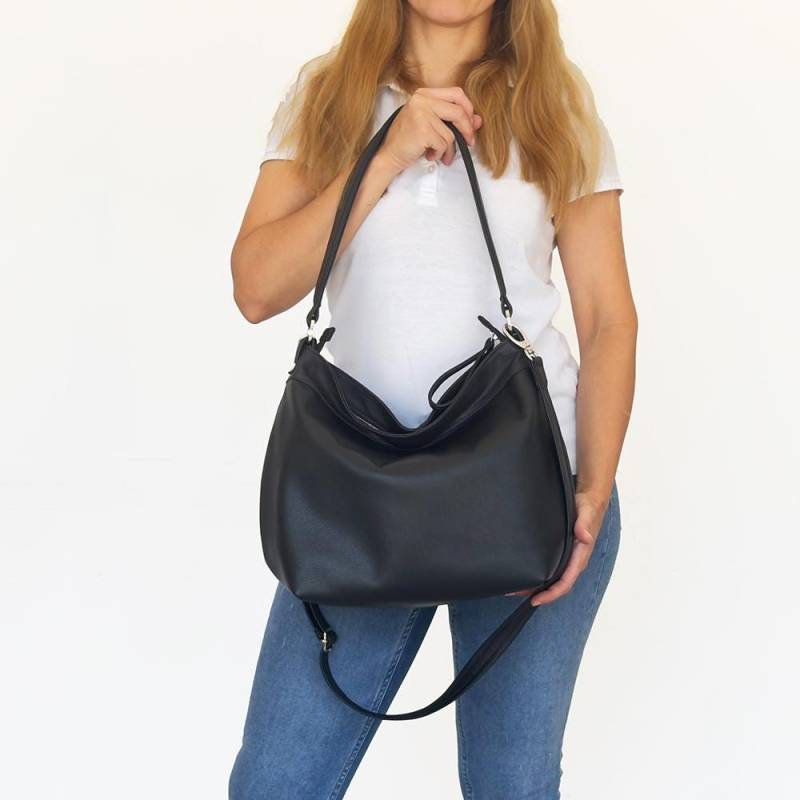 Schwarze Leder Hobo Tasche - Crossbody Handtaschen Für Frauen Weiche Geldbörsen Umhängetasche -Geschenk von Laroll