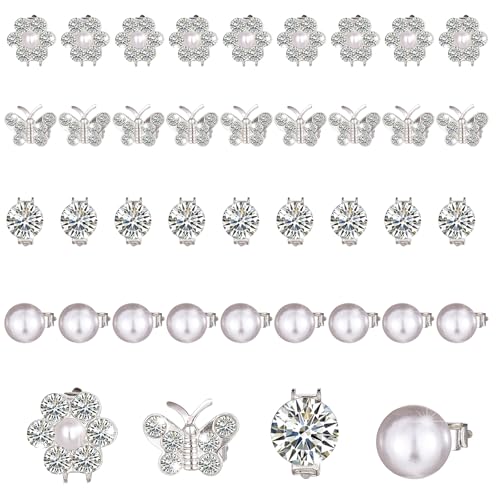 Larrel 40 Stück Mini Blumen Haarspangen, Strass Haarnadeln Kleine Dekorative Haarspangen Weiße Kleine Blumen Haarklammer Perlen Haarnadeln Schmetterlings Haarschmuck für Mädchen und Frauen Hochzeit von Larrel