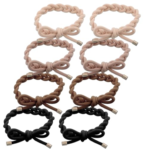 Larrel 8 Stück Geflochtene Haargummis, Elastische Haarbänder Fliege Haararmbänder Pferdeschwanz Halter Haargummis Keine Beschädigung Stylisch geflochtener Haargummi für Frauen und Mädchen von Larrel